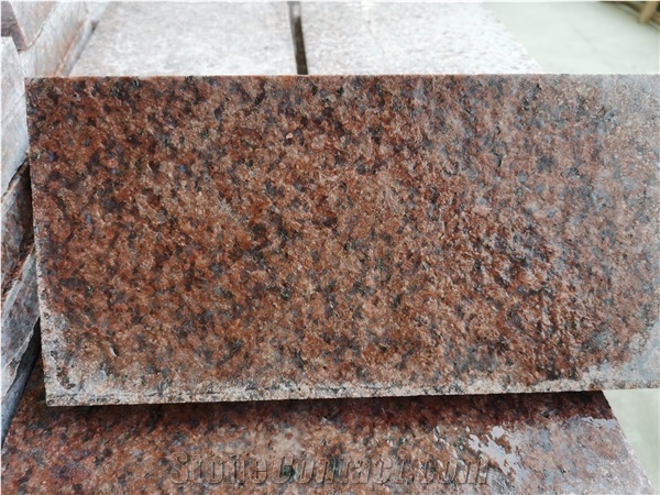 Indian Red Granite Tiles Ruby Red Flamed Cut To Size