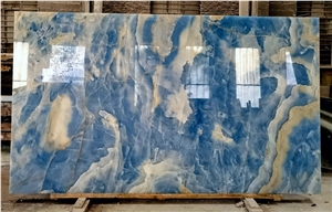 Light Blue Onyx Slabs Wall Tiles