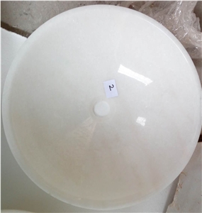 Pure White Crystal Marble Polished Modern Wash Basin