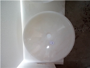 Pure White Crystal Marble Polished Modern Wash Basin