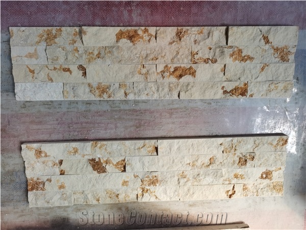 White Gold Leaf Cultured Stone Wall Cladding Panels