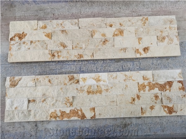White Gold Leaf Cultured Stone Wall Cladding Panels