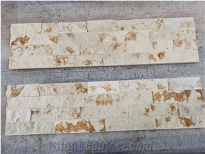 White Gold Leaf Cultured Stone Wall Cladding Panels