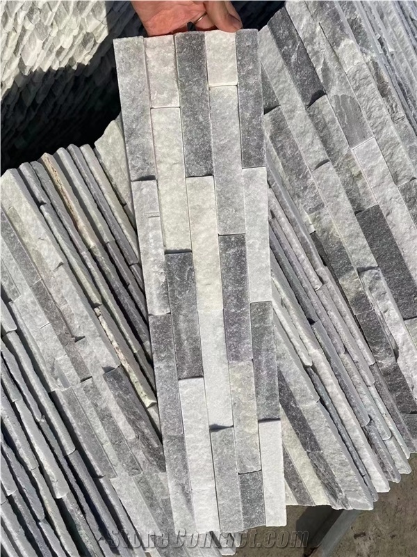 White Mixed Black Sandstone Cultured Stone For Wall Caldding