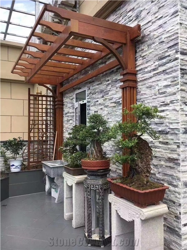 White Mixed Black Sandstone Cultured Stone For Wall Caldding