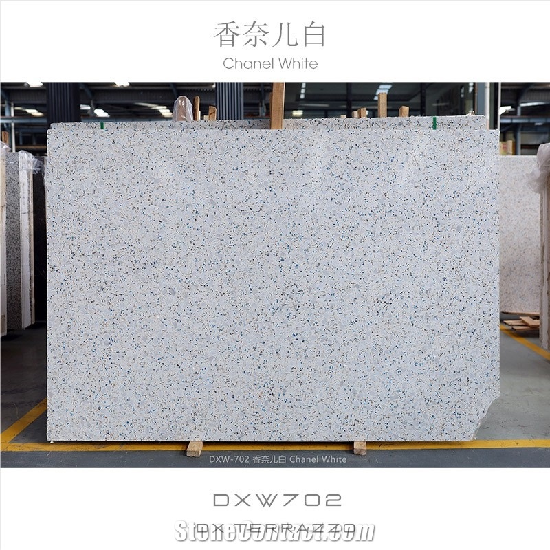 Chanel White Color Artificial Stone Precast Terrazzo Slabs