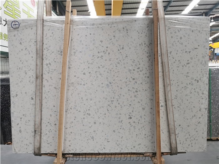 Elegant White Cement Terrazzo Big Slab For Flooring