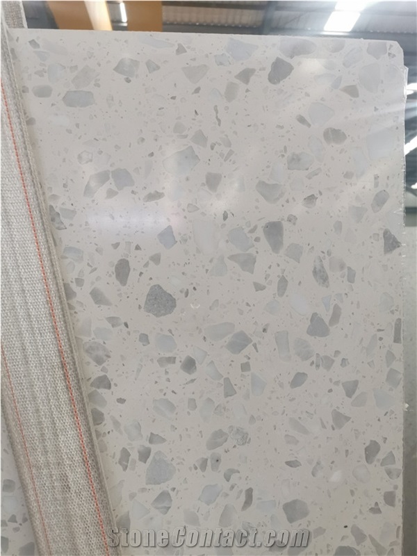 Elegant White Cement Terrazzo Big Slab For Flooring