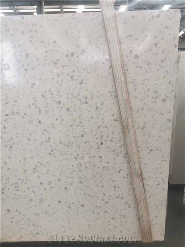 Elegant White Cement Terrazzo Big Slab For Flooring