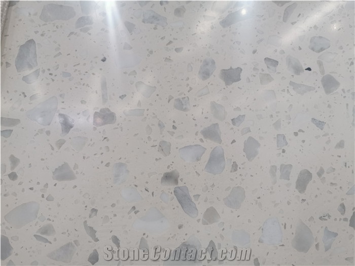 Elegant White Cement Terrazzo Big Slab For Flooring
