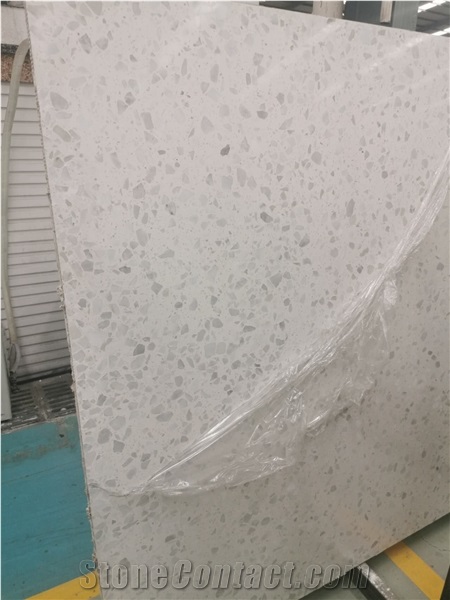 Pearl White Artificial Stone Precast Terrazzo Slabs