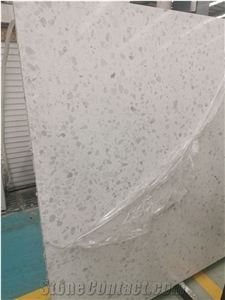 Pearl White Artificial Stone Precast Terrazzo Slabs