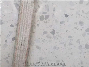 Pearl White Artificial Stone Precast Terrazzo Slabs