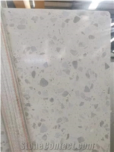 Pearl White Artificial Stone Precast Terrazzo Slabs
