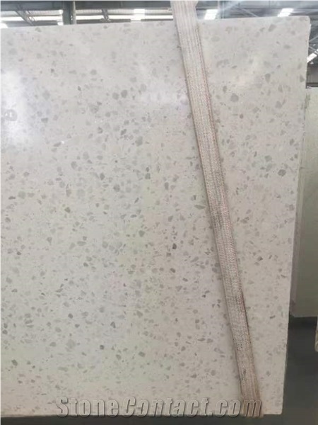 Pearl White Artificial Stone Precast Terrazzo Slabs