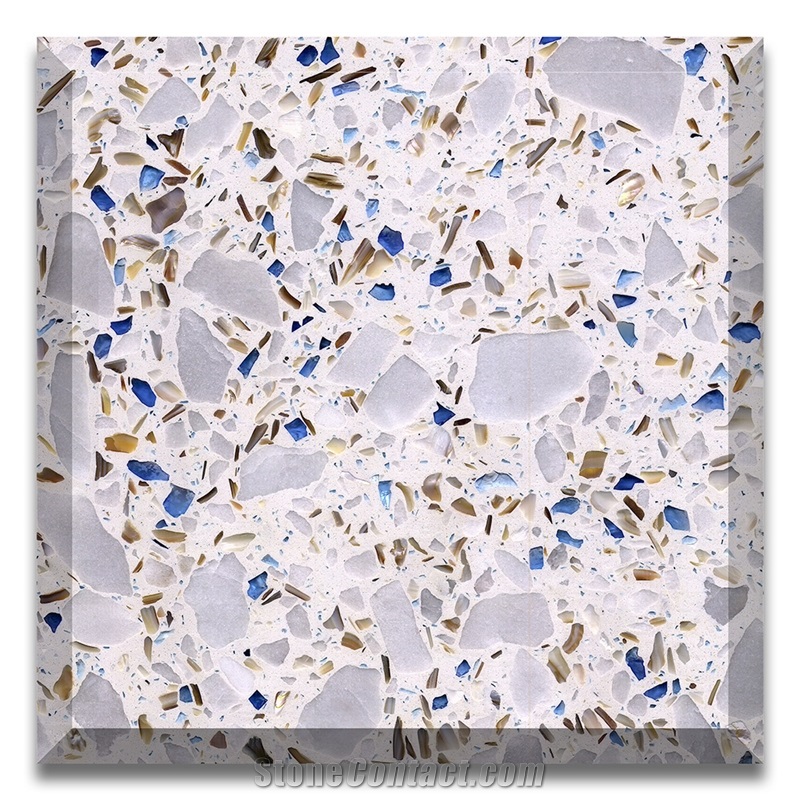 Popular White Color Terrazzo Big Slab For Walling