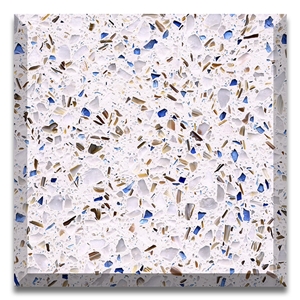 White Blue Aggregate With Shell Artificial Terrazzo
