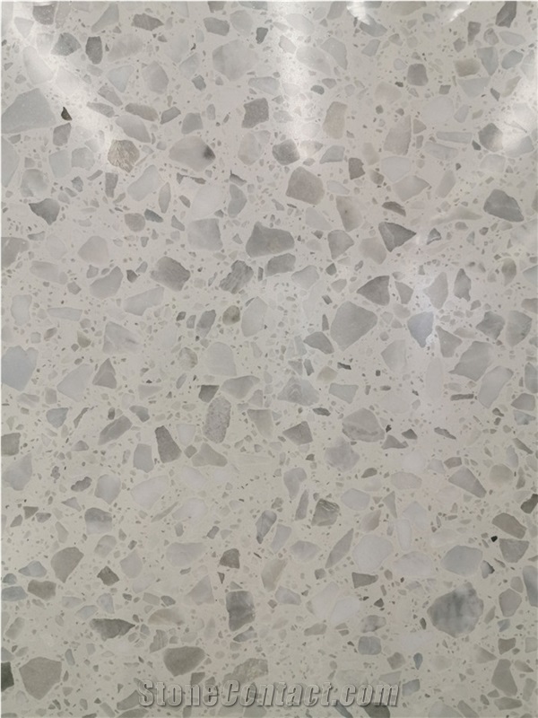 White Precast Terrazzo Big Slab For Decoration