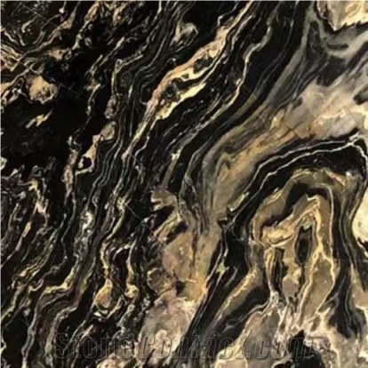 Nero Picasso Marble Black And Gold Flower Cheap Marble Slab