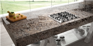 Sensa Glacial Blue Quartz Kitchen Island Top