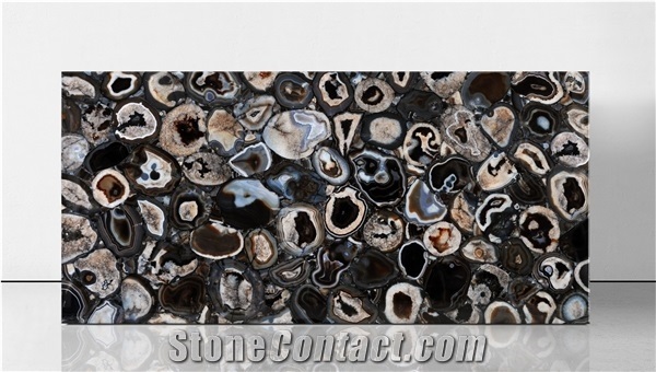 Agate Black Fantasy Semiprecious Stone Slabs