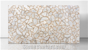 Agate White Crystal Gem Stone Slabs, Semiprecious Stone
