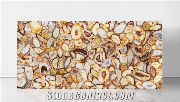 Agate Yellow Ambra Gemstone Slabs, Semiprecious Stone Slabs