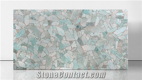 Amazonite Green Gemstone Slabs, Semiprecious Stone Slabs