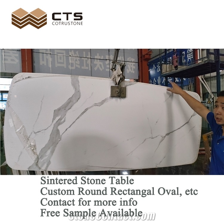 Solid Calacatta White Sintered Stone Oval Dining Table Cheap