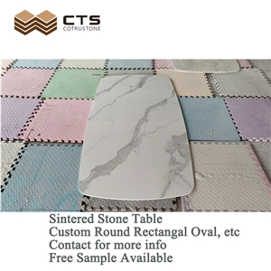 Solid Calacatta White Sintered Stone Oval Dining Table Cheap