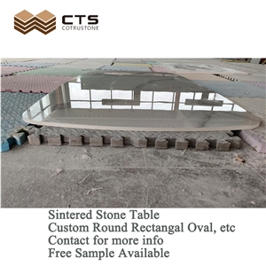 Solid Calacatta White Sintered Stone Oval Dining Table Cheap