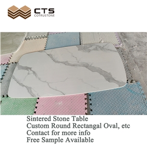 Solid Calacatta White Sintered Stone Oval Dining Table Cheap