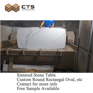 Solid Calacatta White Sintered Stone Oval Dining Table Cheap