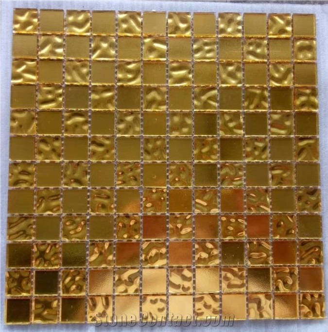 Gold Foil Mosaic Tiles,Golden Glass Mosaic