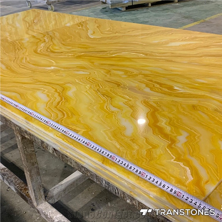 Epoxy Resin Stone Backlit Yellow Onyx Decorative Wall Panel