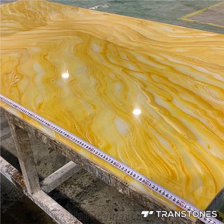 Epoxy Resin Stone Backlit Yellow Onyx Decorative Wall Panel