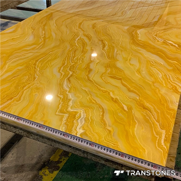 Epoxy Resin Stone Backlit Yellow Onyx Decorative Wall Panel