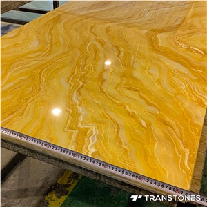 Epoxy Resin Stone Backlit Yellow Onyx Decorative Wall Panel