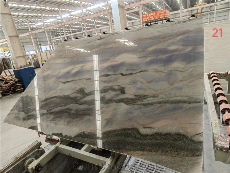 Admiral Blue Quartzite Azul Arquivos Fantasy Slab Tile