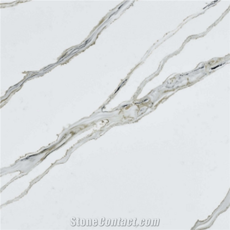 Artificial Quartz Stone With Gold Vein Slab