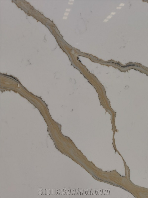 Artificial Quartz Stone With Gold Vein Slab