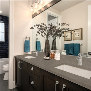 Calacatta 5036 Quartz Vanity Top With Double Basic Sink