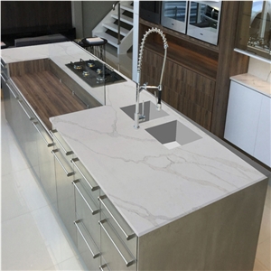 Calacatta Series 5035 Quartz Vanity Top With Topmounted Sink