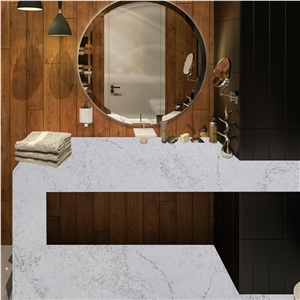 Coarse Carrara Quartz 4032 Countertops With Single Sink