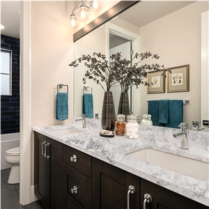 Concrete Series 6005 Quartz Vanity Top Double Basic Sink