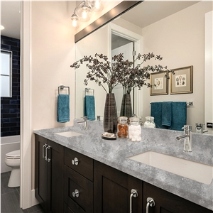 Concrete Series 6024 Quartz Vanity Top Double Basic Sink