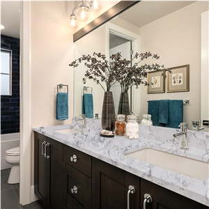 Concrete Series 6026 Quartz Vanity Top Double Basic Sink