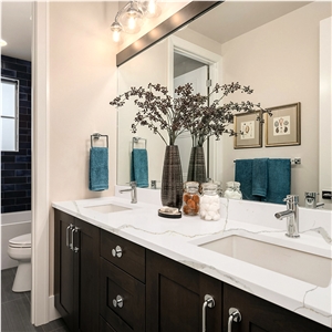Goldtop 5003 Calacatta White Quartz Vanity Countertops