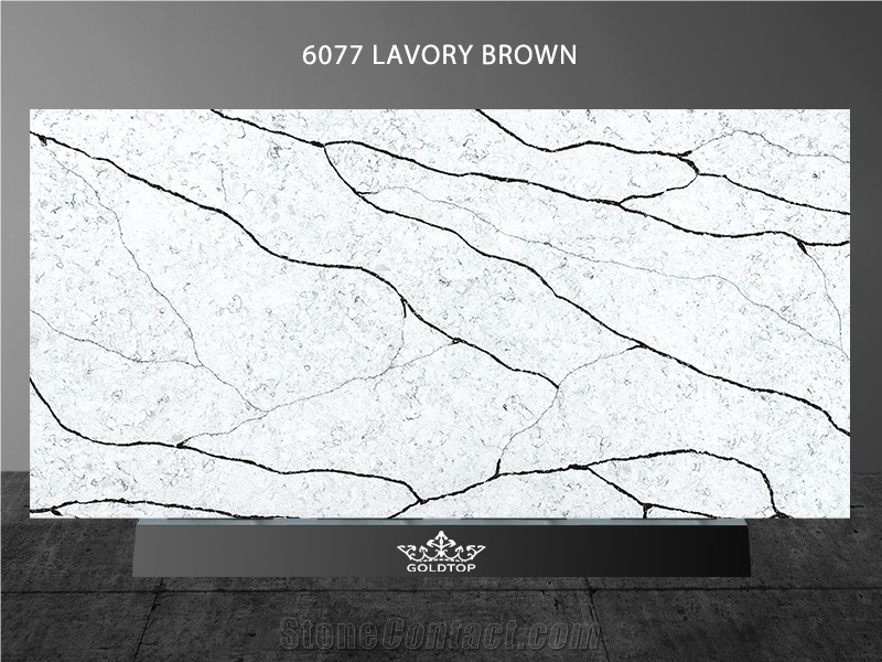 Goldtop 6077 Lavory Brown Polished Quartz Slabs