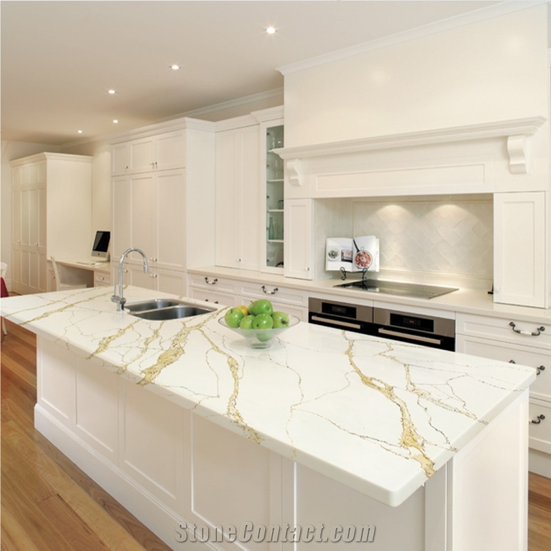 Goldtop Hot-Sell 5017 Calacatta Gold Artificial Quartz Slabs